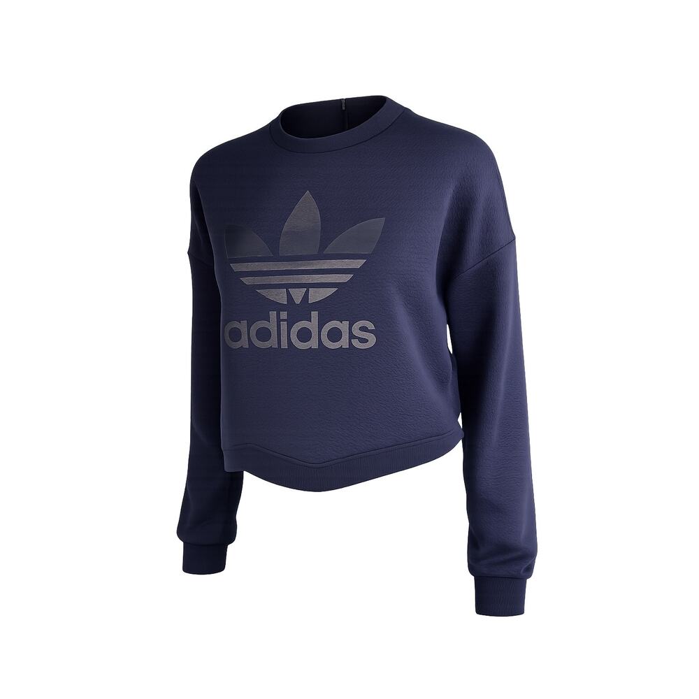 Adidas Originals Trefoil Sweatshirt Womens M Navy Blue Textured Crewneck Logo